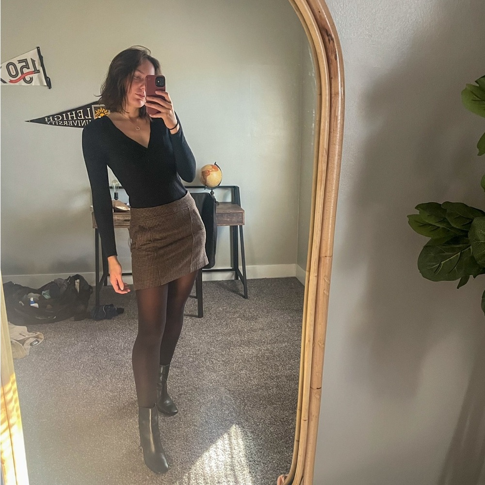 The Limited Brown Houndstooth Mini Skirt